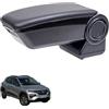 RATI ARMSTER 3 Bracciolo adatto per DACIA SPRING 2021-2024 [nero,pelle vegana] Bracciolo centrale retrofittabile con vano portaoggetti