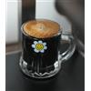 Erkundpresso. Set di 6 bicchieri da espresso in vetro, motivo Keep on smiling, con pareti spesse, 50 ml, a doppia parete, con manico