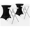 SWEEEK Set di 2 tavoli per ricevimenti - gala - Tavolo verticale, pieghevole, Ø80cm x 110cm + 2 coperture in poliestere, nero - Nero