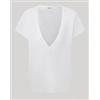 Pepe Jeans Leighton T-Shirt M/M Filo Scollo V Bianca Donna