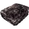 Lavish Home Coperta oversize increspata in finta pelliccia, 152 x 203 cm, jacquard in finta pelliccia, per letto e divano, colore nero
