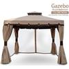 BAKAJI Gazebo 3X3 Metri In Alluminio Telo Impermeabile Zanzariera Antipioggia Giardino