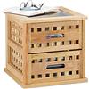 Relaxdays 10020649 Comodino, Legno Noce, 2 Cassetti, Quadrato, Marrone Chiaro, HxLxP: 34 x 34 x 34 cm