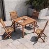 DEGHI Set pranzo con tavolo 90x90 cm e 4 sedie pieghevoli in legno di acacia - Paja