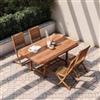 DEGHI Set pranzo tavolo allungabile 180/260x110 cm con 4 sedie pieghevoli in legno di acacia - Paja