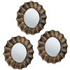 Relaxdays Set da 3 Specchi Rotondi, da Parete, Cornice Decorativa in Plastica, Salotto, Corridoio Ingresso, Ø 25 cm, Oro