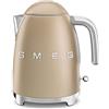Smeg, Bollitore Elettrico KLF03CHMEU 1,7 L, Filtro Anticalcare Lavabile, Autospegnimento di Sicurezza, Indicatore Livello di Acqua, Base Antiscivolo e Avvolgicavo Integrato, Potenza 2400W, Champagne