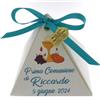 Generico Scatolina Sacchetto Bomboniera Segnaposto Portaconfetti Cartoncino a forma di Piramide bianca PERSONALIZZABILE Nascita Battesimo Comunione Laurea Anniversario Bimbo Bimba COMPLETO, contiene 5 confetti