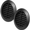 Vent Systems 2 pezzi 80 mm nero copertura di ventilazione - prese d'aria rotonde - copertura griglia - protezione insetti integrata - prese d'aria HVAC per bagno, ufficio, cucina