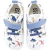 escoolers Calzature ecologiche in tela per bambini e ragazze con disegni divertenti - Made in Spain., Bianco Blu Dinosauri, 27 EU