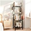 YMYNY 125CM Scaffale a Scala con 4 Ganci, Libreria a 4 Ripiani, Scaffale Portaoggetti, per Soggiorno Camera da Letto Cucina Studio, Stile Industriale, Struttura in Metallo, Nero HBC024B