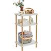 IBUYKE Tavolino, Tavolino Salotto a 3 Livelli, Comodino in Stile Moderno, Ripiani Portaoggetti, Soggiorno Camera da Letto, Assemblaggio Semplice, Bianco WST003W