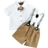 PATPAT Completino Elegante Neonato - Pantaloni Corti Bambino e T-Shirt Bambino - Completi per Cerimonia per Bambini - Abbigliamento Neonato Estivo - Regalo Maschio Estivi 0-18 Mese