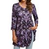 Enmain Maglietta Donna Natale Top Tunica a Maniche Lunghe da Stampata Ampia T Shirt con Girocollo Taglie Forti Blusa Casual Camicette con Maniche a 3/4 Rosso 2XL