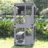 Aivituvin Catio - Casetta per gatti da esterno, grande, in legno, con ruote da 180 cm, versione aggiornata, con striscia di rinforzo, tetto impermeabile (grigio)