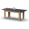 Muebles Pitarch | Tavolo da pranzo estensibile 140-180 cm, tavolo da salotto o cucina, per 6 persone, nero e rovere gold, rettangolare, moderno, elegante, resistente