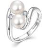 JO WISDOM JO WISODM Anelli in Argento 925 Donna,Anello di Perle d'acqua dolce da 7mm con 3A Zirconia cubica