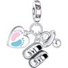 Simphman 925 Sterling Silver Charms Dangles per braccialetti e collane Ciucci Footprints Shoe Dangle Gioielli regalo per donne ragazze famiglia e amici