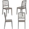 REDÒKASA Set 4 sedie in polipropilene MEDEA, MADE IN ITALY, impilabile, idrorepellente, resistenza raggi UV, design moderno per sala da pranzo, cucina, sala d'attesa, bar, ristoranti, giardino (Tortora, 4)