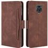 HualuBro Cover per Xiaomi Redmi Note 9S, Redmi Note 9 PRO Cover, Flip Cover a Libro in Premium PU Pelle Magnetica Antiurto Case Portafoglio Custodia per Redmi Note 9S Cover - Marrone
