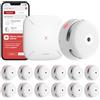 X-Sense Rilevatore di Fumo Kit con Base, FS121, 12 Rilevatori + 1 Base | Notifiche in tempo reale tramite APP, Allarme antincendio con Certificato EN 14604, Sensore 10 anni con batteria sostituibile