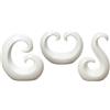 DRW Set di 3 figure astratte porcellana bianca 2x12x15 cm
