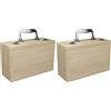 Rayher Hobby 6158000 scatola di legno con manico in plastica, 25x16x9cm (Confezione da 2)