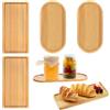 Rairsky 4 Pezzi Vassoio in Bambù in Legno Vassoio da Portata Bamboo Bagno Piccolo Rettangolare Ovale Bambu 17.5 * 8.9CM, 2 Forme Rotondo Sottobicchiere Della Casa Piatto Sottovaso per Caffe, Torte, Dessert