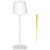 ANTELA Lampada da Tavolo LED Senza Fili Ricaricabile, Dimmer Touch 3000K/4000K/5000K, Lampada da Scrivania Portabile, IP44, per Interni/Esterni, Ristorante/Camera da Letto/Bar, Bianco