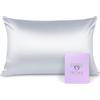 OLESILK 100% Mulbery Silk Pillowcase with Hidden Zipper for Hair And Skin, Both Sides 16mm Charmeuse Gift Box 1pc - Silvergrey, 50x70cm