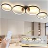 GBLY Plafoniera a LED dimmerabile Lampada da soggiorno moderna - Nero | lampadario da soffitto con 4 metallo anelli design 55W decorativo per interni camera da letto soggiorno ufficio 230V
