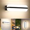 Letlit 20W Applique da Parete LED Interno - 1 Pezzi Nero, IP65 Lampada da Esterno a Parete Moderna, 2000LM 4000K Luci Up-and-Down Illuminazione, Luce Bagno da Muro per Corridoio Garage Giardino Scale