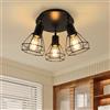 HiBay Lampada da Soffitto Led Moderno Industriale in Metallo Nero,Lampada da parete per interni E27 3 luce Orientabili, per Soggiorno Camera da Letto Retrò per Corridoio Barra (Senza Lampadina)