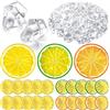 MUYAPAY 20 Pezzi di Fette di Limone Artificiale,200 Pezzi di Cubetti di Ghiaccio Schiacciati Finti Trasparenti,Frutta Artificiale e Ghiaccio diamantato Acrilico per La Decorazione di Festival di Feste