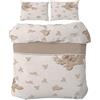HOME ZEN HOUSEHOLD LINEN set completo lenzuola sopra lenzuolo sotto angoli e federe in tessuto di flanella anti reumatismi di poliestere e cotone (matrimoniale, fiore beige)