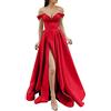 Kobilee Vestito Matrimonio Donna Elegante Rosso Abito de Cerimonia Formale Lunghi Scollo a V Abiti Cerimonia Cocktail Mezze Maniche Abito da Sposa Taglie Forti Curvy Vestito Cerimonia con Corsetto