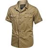 TDEOK Stile Uomo Plus Camicie Maniche Outdoor Militare Camicia Corta Taglie Cotone Lavato Camicie Uomo Camicie Uomo Solido, Z1-a-verde, M