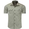 Youthup, camicia da uomo a maniche corte, stile vintage, con bottoni e bottoni Verde L
