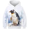 VesFy Pinguino Creativo Giacca Hoodie Cappuccio Stampa 3D Animale Uomo Felpe Felpa Traspirante Maniche Lunghe Casual Cappotto Pullover per Bambini con Teens per Bambini E Ragazzi 10-12Y