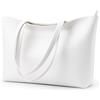 KALIDI, Borsa larga da donna, con cerniera, impermeabile, in poliuretano, per lavoro, scuola, viaggi, uso quotidiano, bianco-2, Large