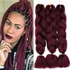 Cybelleza Extension Treccine Treccia Africane Capelli Rosso Sintetici Finti Lunghi Intrecciati 60cm Jumbo Braids 3PCS 300g Crochet Twist Bellezza, Vino Rosso