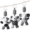 Aolso Giocattoli Sonaglio da Appendere,Giocattoli per Passeggino, Giochi per Bambini Ad Alto Contrasto, Forma Animale, Educativo di Peluche per Neonati Bambini da 0+ Mesi, Elefante