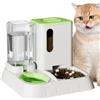 SCOOVY Dispenser Di Cibo Per Gatti, Distributore Di Acqua Per Alimenti 2 In 1 Trasparente Automatico, Dispenser Di Cibo Per Animali Domestici Antiscivolo, Grande Capacità Staccabile Facile Installazione Ciot