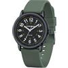 PINDOWS Orologi da polso analogici al quarzo da donna con cinturino in silicone per ragazze, signore, studentesse, facili da leggere, impermeabili. (Grün/Schwarz)