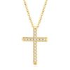 GAVU Collana da Donna in Argento 925 Placcato Oro 14K con Ciondolo Croce Cristiana, Collana Punto Luce da Donna in Oro 14k, Regalo Cresima e Comunione