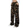 Nuofengkudu Mimetici Lungo Cargo Pantaloni della Tuta Larghi Cerniera Laterale Tasche Elastico Vita Alta Jogging Sportivi Pantalone Felpati Casa Comodi Joggers Pants Lavoro Adolescente Y2K Verde S