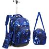 HTgroce Zaino Trolley Ragazzi Elementare Bimbo Zaino Scuola Trolley Ragazzi, 3 in 1 Borse e Sacchetto Portapenne Zaino con Ruote
