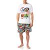 Marvel Pigiama da uomo, maglietta e pantaloncini, set pigiama da uomo, incredibile Hulk, Capitan America, Spiderman, Iron Man, merchandising ufficiale, regalo per uomo, bianco, S