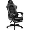 GTPLAYER Sedia Gaming Ergonomica Sedia da Gaming Reclinabile con Schienale Regolabile, Poggiapiedi & Poggiatesta e Cuscino Lombare per Youtube Livestreaming Playstation Grigio