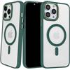 Myriadunsell Custodia Magnetica per iPhone 15 Pro Compatibile con Ricarica Wireless MagSafe, Retro in PC Rigido Opaco Traslucido Antigraffio con Cover Paraurti in TPU Antiurto, Verde scuro
